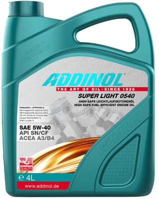 Моторна олива ADDINOL 5w40 Super Light 0540 4л AD72097725 фото