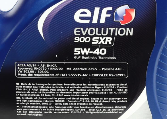 Моторна олива ELF Evolution 900 SXR 5W-40 4л ELF213914 фото