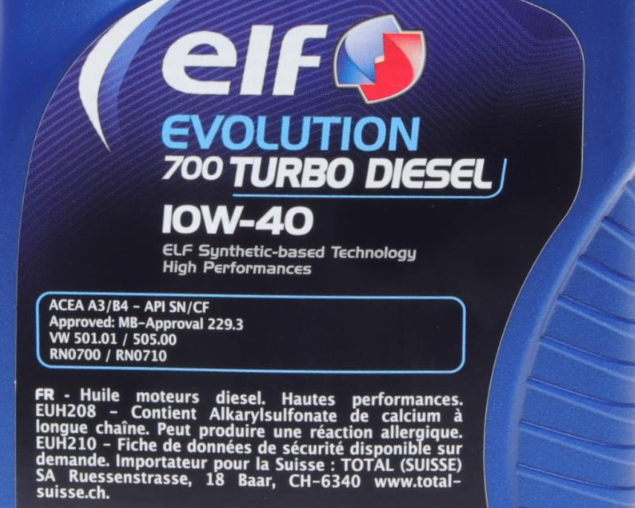 Моторна олива ELF Evolution 700 TURBO DIESEL 10W-40 1л ELF216671 фото