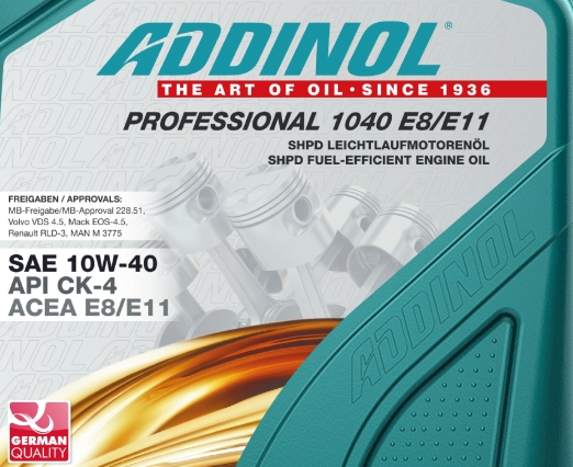 Моторное масло ADDINOL 10w40 Professional 1040 E8 / E11 20л AD72219863 фото