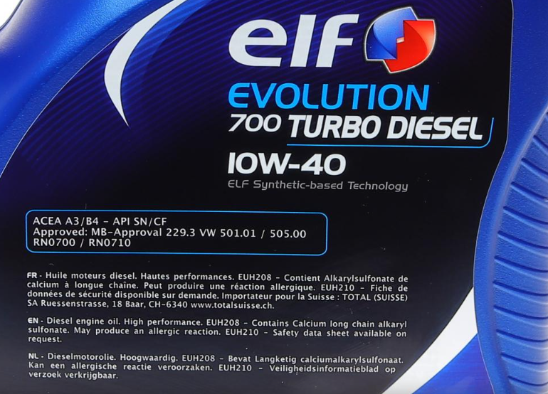 Моторна олива ELF Evolution 700 TURBO DIESEL 10W-40 5л ELF216672 фото