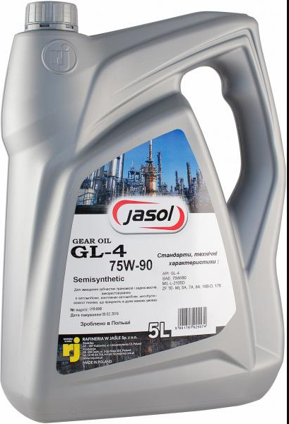 Трансмісійна олива JASOL 75W/90 GEAR OIL GL-4  5л JASOL75W90GL4T05 фото