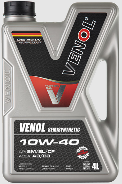 Моторна олива VENOL SEMISYNTHETIC 10W40 4л VEN1040B04 фото