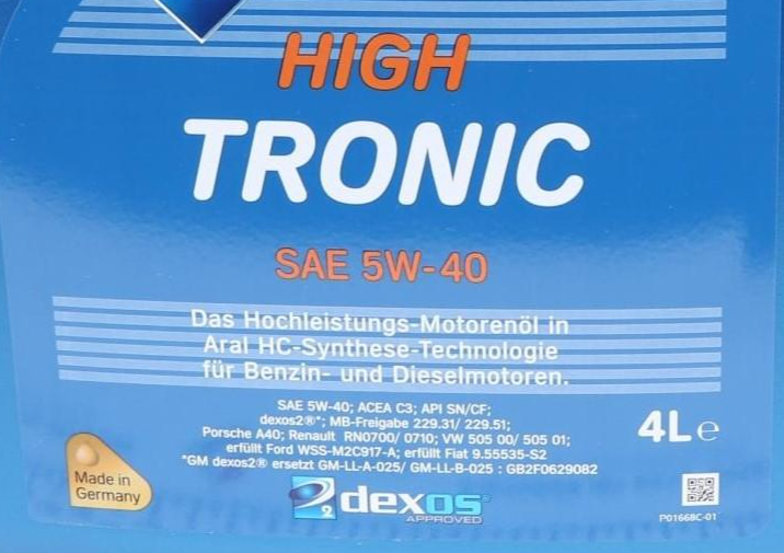 Моторна олива ARAL HighTronic 5W-40 4л AR20634 фото