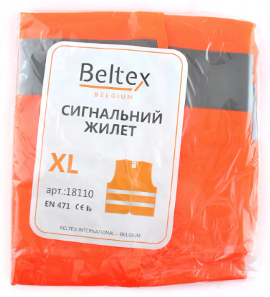 Жилет сигнальний Beltex 18110 XL, оранжевий 18110  фото