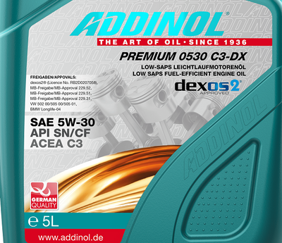 Моторна олива ADDINOL 5w30 Premium 0530 C3-DX 5л AD72213181 фото